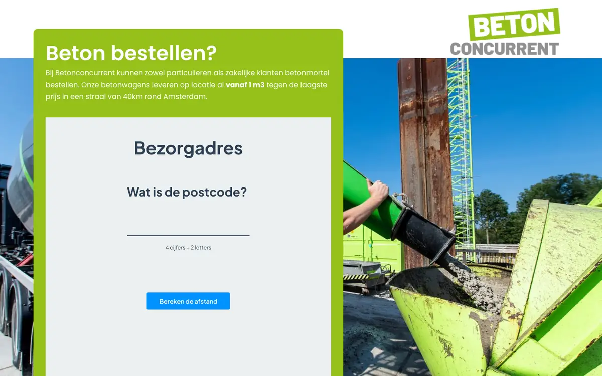 De homepage van Betonconcurrent