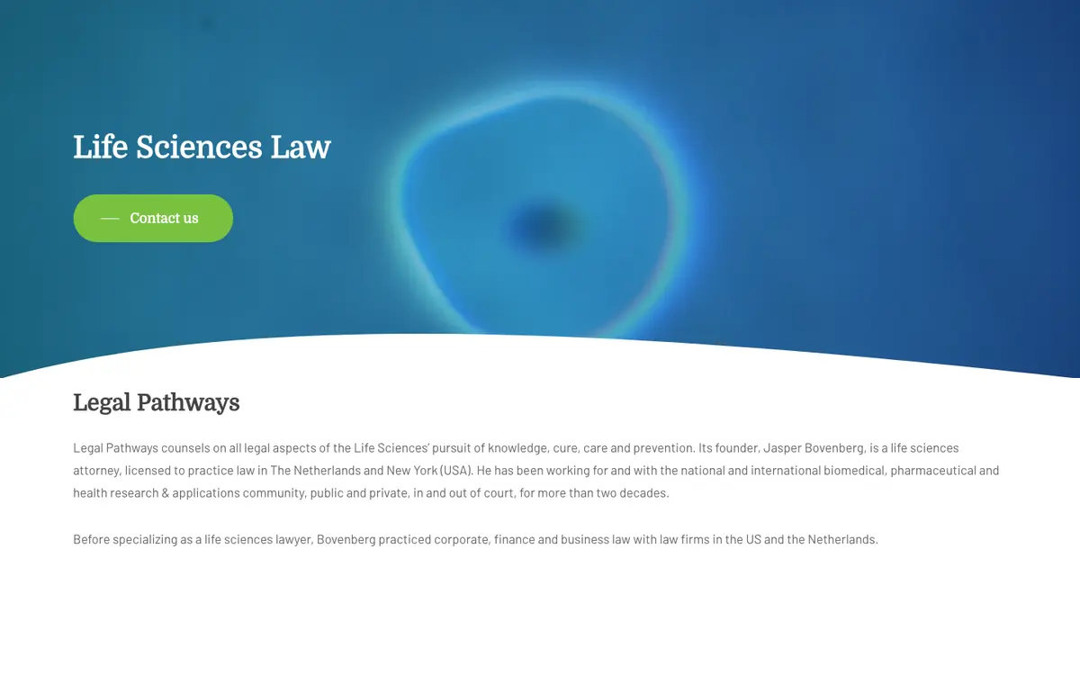 De homepage van Legal Pathways